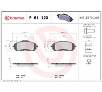 P61120 Kit pastiglie freno, Freno a disco Brembo