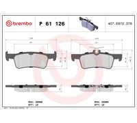 P61126 Kit pastiglie freno, Freno a disco Brembo
