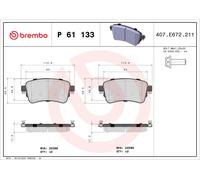 P61133 Kit pastiglie freno, Freno a disco Brembo