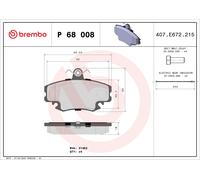 P68008 Kit pastiglie freno, Freno a disco Brembo