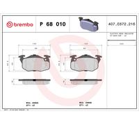 P68010 Kit pastiglie freno, Freno a disco Brembo