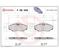 P68026 Kit pastiglie freno, Freno a disco Brembo