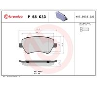 P68033 Kit pastiglie freno, Freno a disco Brembo