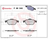 P68040 Kit pastiglie freno, Freno a disco Brembo