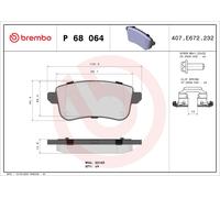P68064 Kit pastiglie freno, Freno a disco Brembo