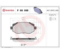 P68068 Kit pastiglie freno, Freno a disco Brembo