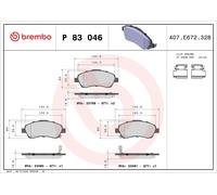 P83046 Kit pastiglie freno, Freno a disco Brembo