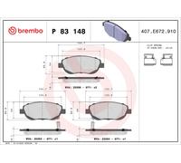 P83148 Kit pastiglie freno, Freno a disco Brembo