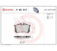 P85017 Kit pastiglie freno, Freno a disco Brembo