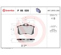 P85020 Kit pastiglie freno, Freno a disco Brembo