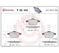 P85045 Kit pastiglie freno, Freno a disco Brembo