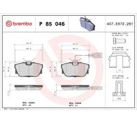 P85046 Kit pastiglie freno, Freno a disco Brembo