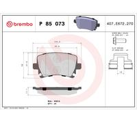 P85073 Kit pastiglie freno, Freno a disco Brembo