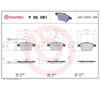 P85081 Kit pastiglie freno, Freno a disco Brembo