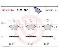 P85082 Kit pastiglie freno, Freno a disco Brembo