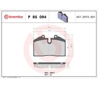P85094 Kit pastiglie freno, Freno a disco Brembo