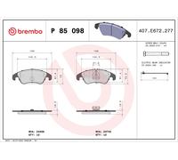 Set di pastiglie freno BREMBO P 85 098, anteriore