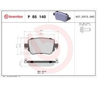 P85140 Kit pastiglie freno, Freno a disco Brembo