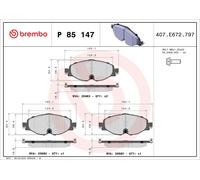 P85147 Kit pastiglie freno, Freno a disco Brembo
