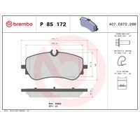 P85172 Kit pastiglie freno, Freno a disco Brembo