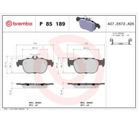 Brembo - Prime - P 85 189 - Pastiglia Freno - Posteriore, set di 4