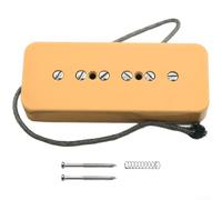 P90 Single Coil Pickup Alnico 2 Magnete Bianco (collo della chitarra giallo | Suono caldo, risposta dinamica, Alnico 2 magneti, corpo nero, per rock blues jazz