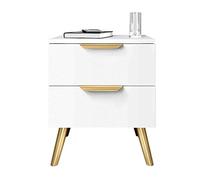 P9IDEDFH 2 Drawer Wooden Nightstand with Metal Pulls and Hairpin Legs White and Gold Mini Locker for Living for Bedroom