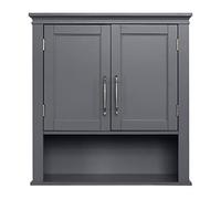P9IDEDFH Armadietto da parete per bagno con doppia anta in MDF grigio, facile installazione, armadietto portaoggetti da parete (D come mostrato)