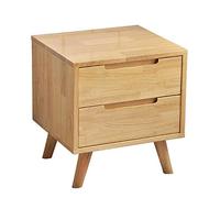 P9IDEDFH Bedroom Furniture Solid Wood Bedside Table with Double Drawers Nordic Minimalist Style Bedside Table