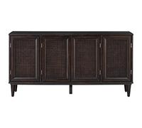 P9IDEDFH Credenza funzionale da cucina con ante scorrevoli in vetro e armadietto per vino integrato a 16 bar con ripiano per bicchieri da vino (D 147,3 x 35,6 x 76,2 cm)