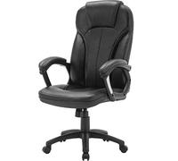 P9IDEDFH Ergonomic Lifting Swivel Office Chair Leather Computer Chair Nylon Feet Slidable Black Boss Chair