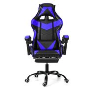 P9IDEDFH Executive Office Chair - High Back Office Chair with Footrest and Thick Padding - Reclining Computer Chair with Ergonomic Segmented Back Black (Colore: A)