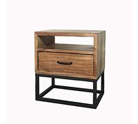 P9IDEDFH Loft Industrial Style American Retro Bedside Table Wrought Iron Wood Bedside Cabinet Simple Mini Phone Side Table Corner Table