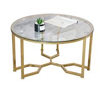 P9IDEDFH Round Coffee Table Tempered Glass Simple Wrought Iron Coffee Round Table
