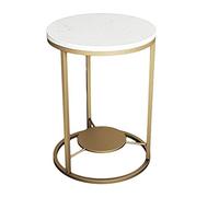 P9IDEDFH Side Table-Furniture Modern Round Side End Accent Table Living Room Marble Overall Dimensioni: 40 x 55 cm (colore: bianco)