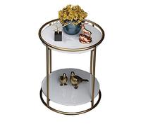 P9IDEDFH Side Table-Modern Round Side End Accent Table Living Room Gold Overall Dimensioni: 40 x 50 (H) cm (colore: bianco)