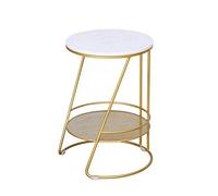 P9IDEDFH Tavolino da salotto con piano in marmo Tavolino da salotto rotondo piccolo tavolino da caffè dorato con gambe nere e