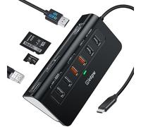 P9R PRO USB C Hub, docking station USB C 10 in 1 con Ethernet 1 Gbps, cavo da 1M, HDMI 4K@60Hz, 10 Gbps 2 Type-A/C 3.2, 2 Type-A 2.0, PD 100W, SD/TF, HUB USB in alluminio per iPhone 16/15 Series