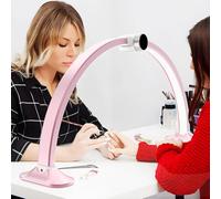 PA-DABAOO Luce A Mezzaluna Pieghevole per Scrivania per Unghie, Luce Ad Arco per Unghie Lampada Tecnologica, Lampada da Scrivania Professionale per Unghie Rosa per Estensione Ciglia,Rosa