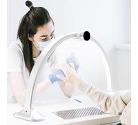 PA-DABAOO Luce A Mezzaluna Pieghevole per Scrivania per Unghie, Luce Ad Arco per Unghie Lampada Tecnologica, Lampada da Scrivania Professionale per Unghie Rosa per Estensione Ciglia,Bianca