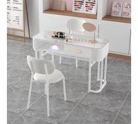 PA-DABAOO Moderna Postazione Per Manicure, Scrivania Per Salone Di Bellezza Con Struttura in Metallo, Postazione Di Lavoro Professionale Per Salone Di Bellezza E Spa, Piano in Vetro,80cm