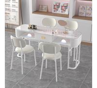 PA-DABAOO Moderna Postazione Per Manicure, Scrivania Per Salone Di Bellezza Con Struttura in Metallo, Postazione Di Lavoro Professionale Per Salone Di Bellezza E Spa, Piano in Vetro,120cm