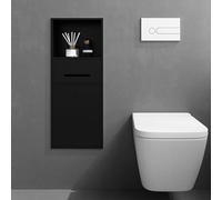 PA-DABAOO Nicchia per Doccia in Acciaio Inossidabile 304, Nicchia per Bagno A Parete con Ripiani A 3 Livelli, Portaoggetti per Carta Igienica, Mobiletto Portaoggetti da Incasso,Nero