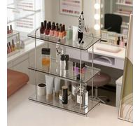 PA-DABAOO Organizzatore per Smalti in Acrilico A 3 Livelli, Organizer da Bancone da Bagno, Decorazione per Ripostiglio da Bancone, Mensola per Occhiali, Scaffale Multifunzionale,Grigio