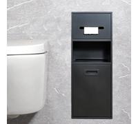 PA-DABAOO Porta Carta Igienica A Parete Con Ripiano, Nicchie in Acciaio Inox Con Cestino, Porta Carta Igienica, Mobiletto Portaoggetti Da Incasso, Nicchia Per Bagno Moderna,Black 67cm