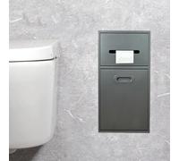 PA-DABAOO Porta Carta Igienica A Parete Con Ripiano, Nicchie in Acciaio Inox Con Cestino, Porta Carta Igienica, Mobiletto Portaoggetti Da Incasso, Nicchia Per Bagno Moderna,Gray 50cm