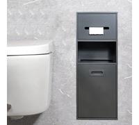PA-DABAOO Porta Carta Igienica A Parete Con Ripiano, Nicchie in Acciaio Inox Con Cestino, Porta Carta Igienica, Mobiletto Portaoggetti Da Incasso, Nicchia Per Bagno Moderna,Gray 67cm
