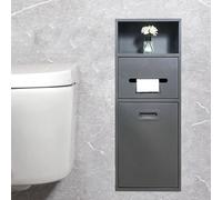 PA-DABAOO Porta Carta Igienica A Parete Con Ripiano, Nicchie in Acciaio Inox Con Cestino, Porta Carta Igienica, Mobiletto Portaoggetti Da Incasso, Nicchia Per Bagno Moderna,Gray 66cm
