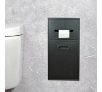 PA-DABAOO Porta Carta Igienica A Parete Con Ripiano, Nicchie in Acciaio Inox Con Cestino, Porta Carta Igienica, Mobiletto Portaoggetti Da Incasso, Nicchia Per Bagno Moderna,Black 50cm
