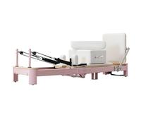 PA-DABAOO Reformer Pilates Machine, Attrezzatura Reformer Pilates Pieghevole, Letto Pilates Core Multiuso per La Casa, con Molle E Corde di Resistenza, per Utenti di Tutti I Livelli,Rosa